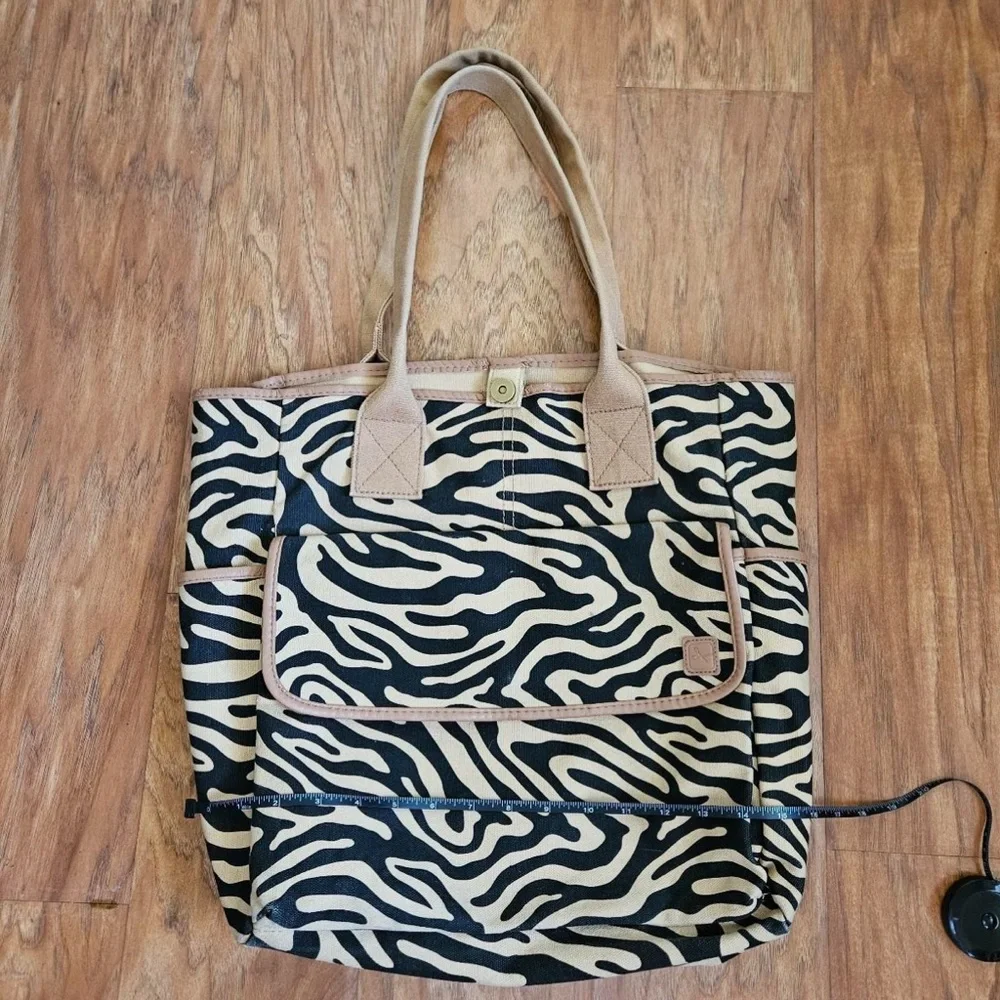 Large Zebra Canvas Craft Tote Bag NWT‎